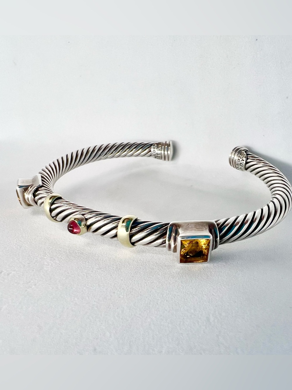 David Yurman Renaissance Station Bracelet with Citrine, Tourmaline and Gold - Picture 3 of 12